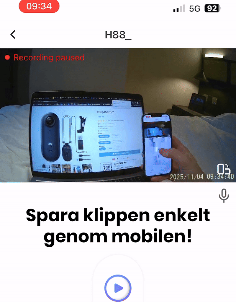 Spara dina actionkamera-klipp fran ClipCam direkt i mobilen pa nagra sekunder